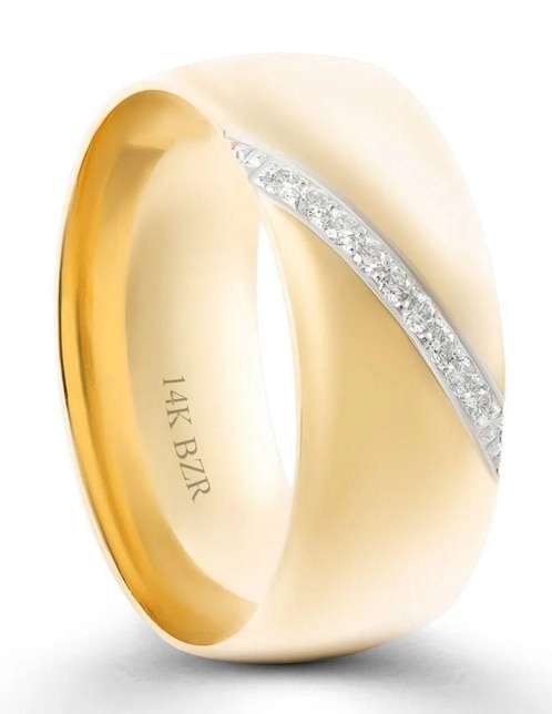 Argolla de oro amarillo 14 k diamante 1