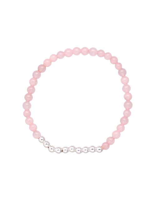 Pulsera de plata con cuarzo rosa p 925 Fashion con acabado brillante 1