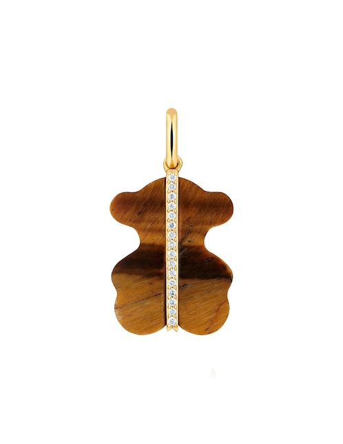 Dije de oso Sweet Dolls de oro amarillo 14 k ojo de tigre