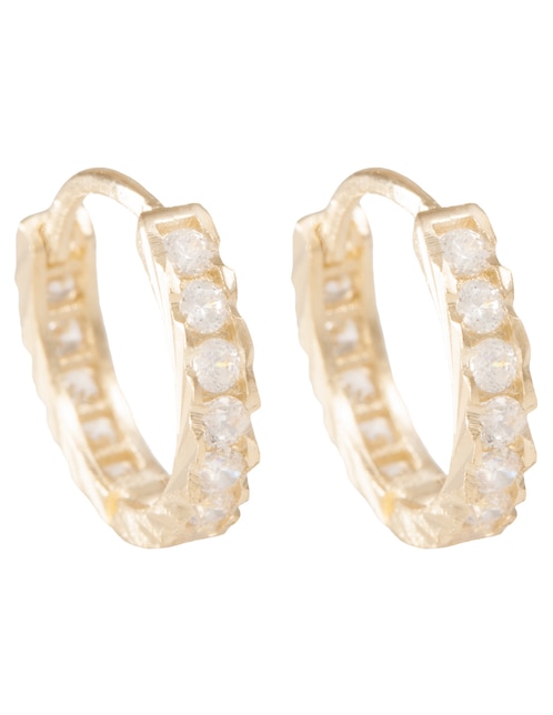 Huggies de oro 14 k con acabado pulido zirconia 1
