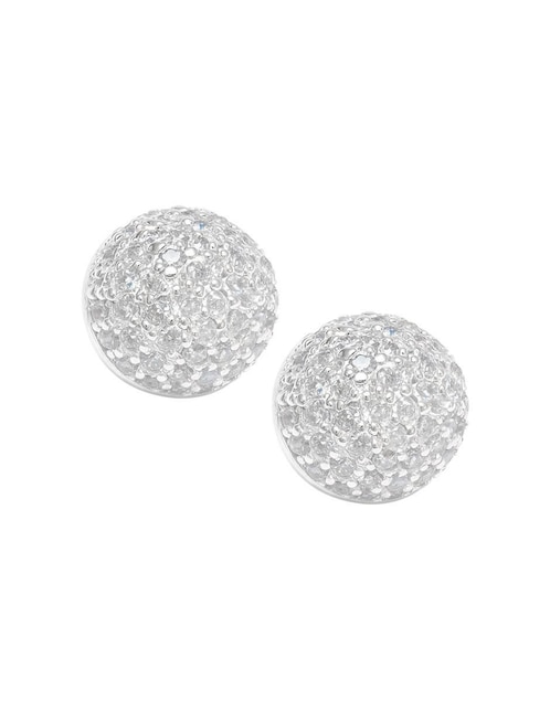 Broqueles circulares Clepsidra de plata P 925 con acabado plateado zirconia