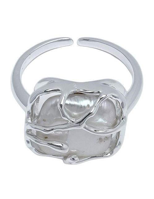Anillo cuadrado Aretize P 925 de plata perla brillante