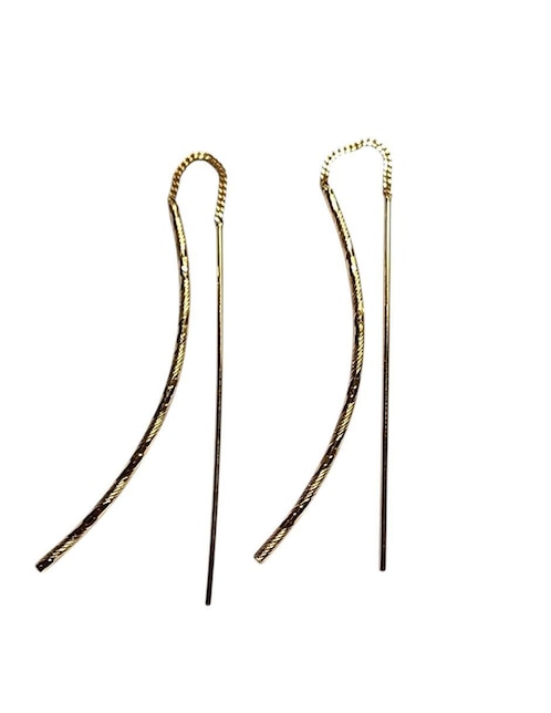 Aretes largos Limerence by Claudia Herrera 14 k con acabado chapa de oro