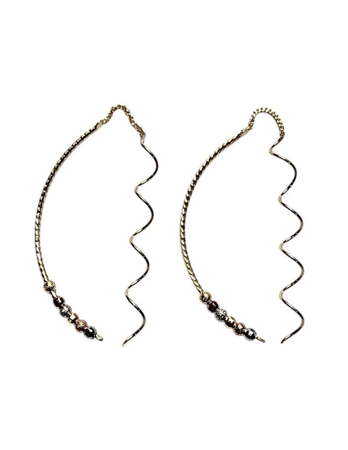 Aretes largos Limerence by Claudia Herrera 14 k con acabado chapa de oro