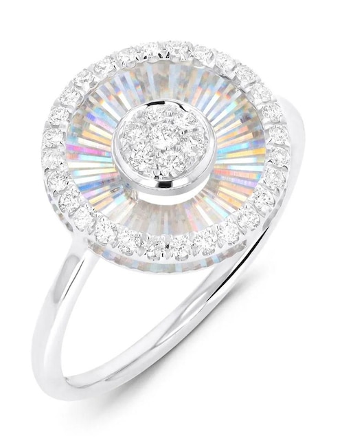 Anillo circular Joyerías Bizzarro 14 k de oro blanco diamante brillante