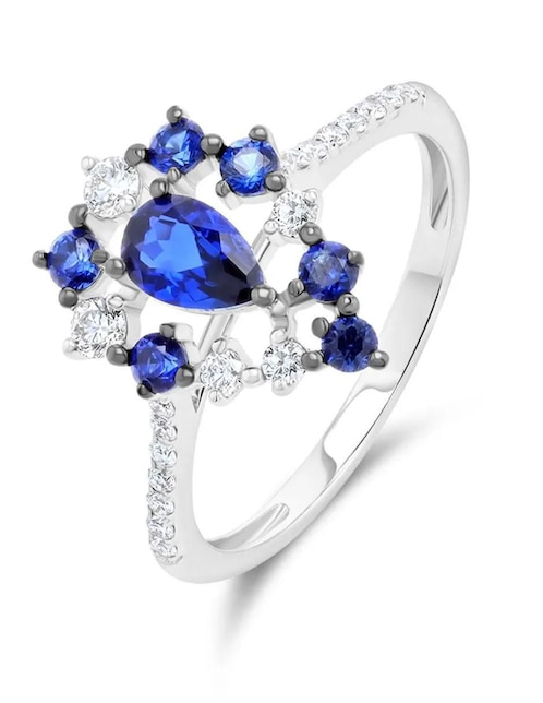 Anillo de diamante Joyerías Bizzarro 14 k de oro blanco diamante brillante
