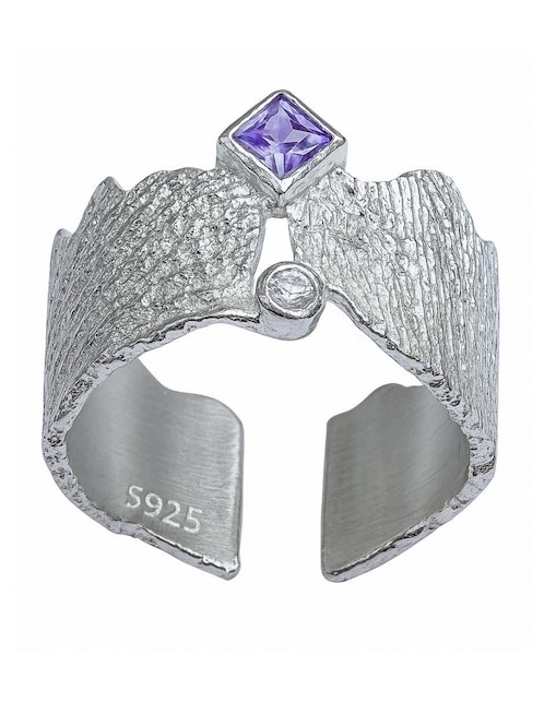 Anillo con gema Aretize Vintage P 925 de plata zirconia semi mate