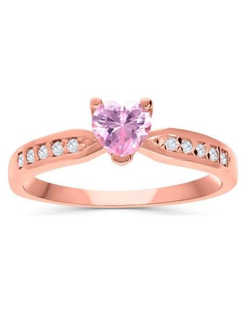 Anillo de corazón Joyerías Bizzarro 14 k de oro rosa zirconia brillante