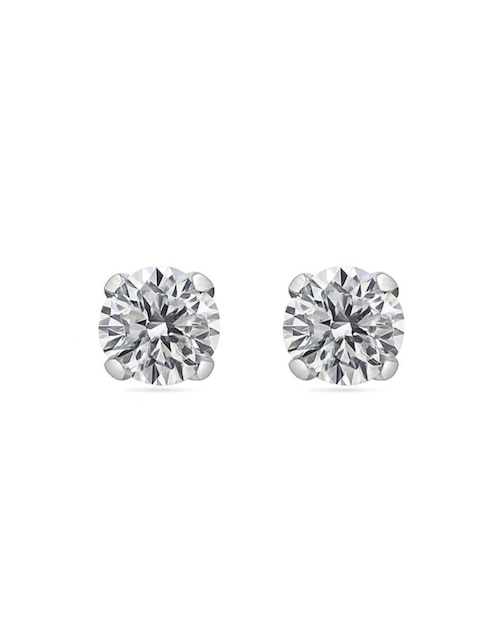 Broqueles de oro blanco 10 K con acabado brillante zirconia