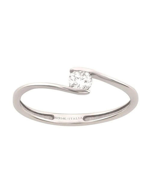 Solitario de oro blanco 14 k diamante 1