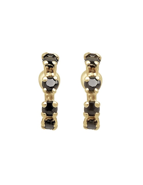 Broqueles de media luna mancini de oro 10 k zirconia