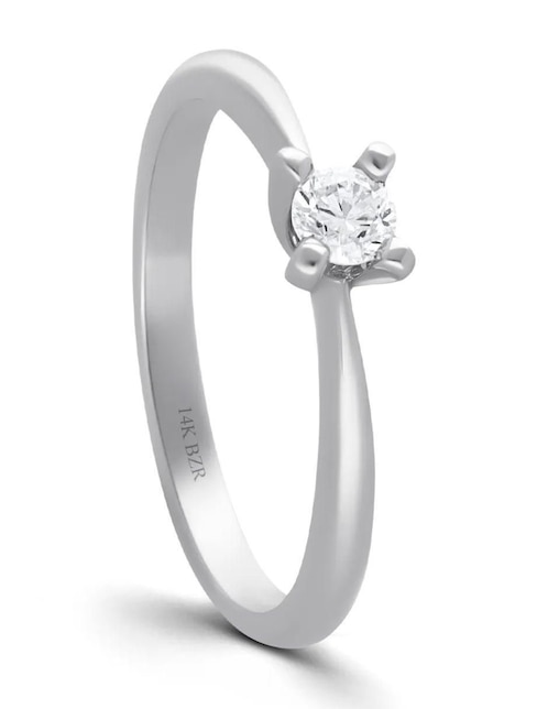Solitario de oro blanco 14 k Joyerías Bizzarro diamante