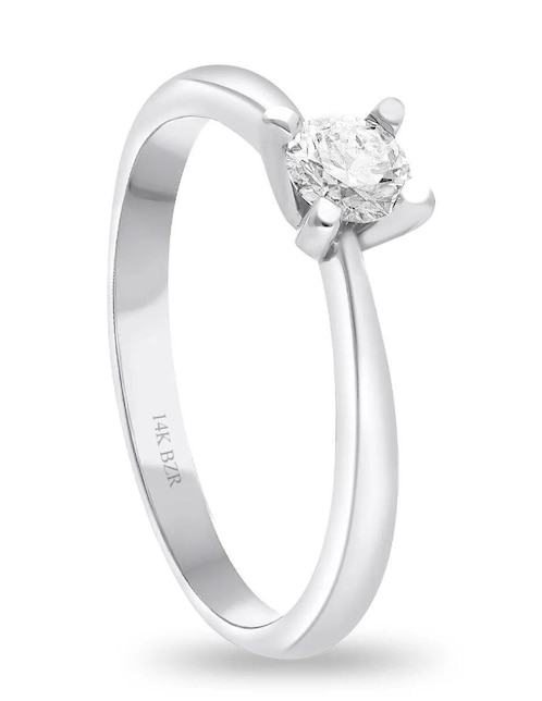 Solitario de oro blanco 14 k Joyerías Bizzarro diamante
