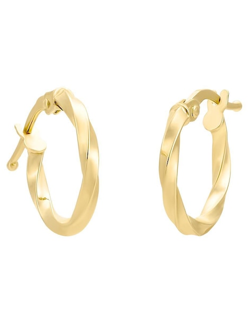 Arracadas redondas Cristal Joyas de oro amarillo 14 k