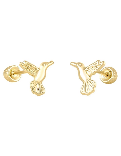 Broqueles de colibrí Cristal Joyas de oro amarillo 14 k