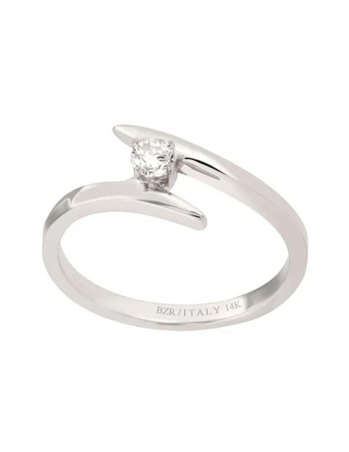 Solitario de oro blanco 14 k Joyerías Bizzarro diamante