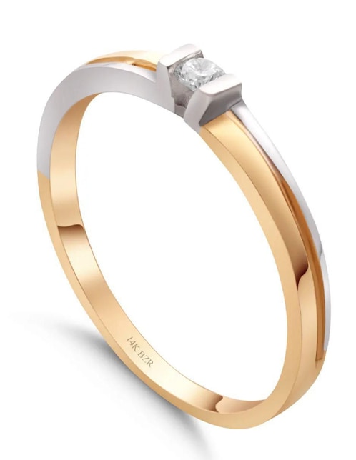 Solitario de oro amarillo 14 k diamante 1