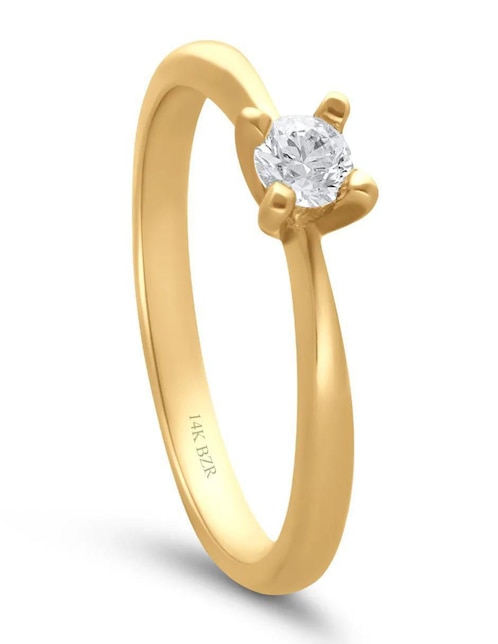 Solitario de oro amarillo 14 k diamante