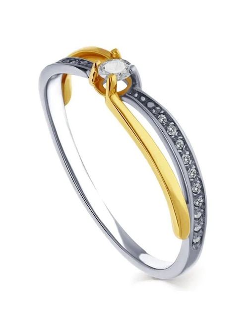 Solitario de oro blanco 14 k diamante
