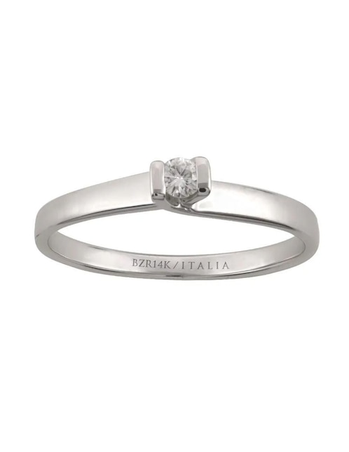 Solitario de oro blanco 14 k Joyerías Bizzarro diamante