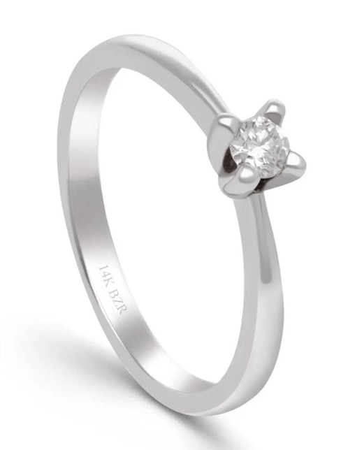 Solitario de oro blanco 14 k Joyerías Bizzarro diamante