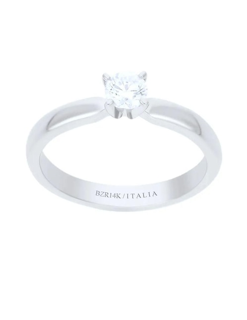 Solitario de oro blanco 14 k Joyerías Bizzarro diamante