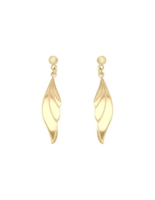 Aretes cortos de alas Fianelli Feathery de oro 14 k con acabado brillante