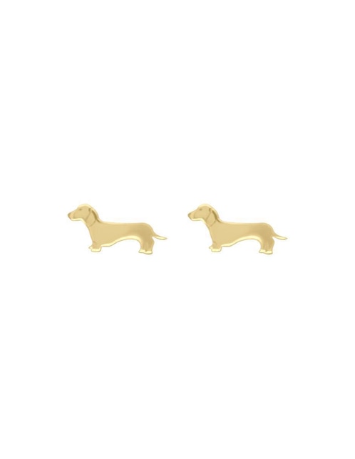 Aretes cortos de perro Winnie Fianelli de oro 14 K con acabado brillante
