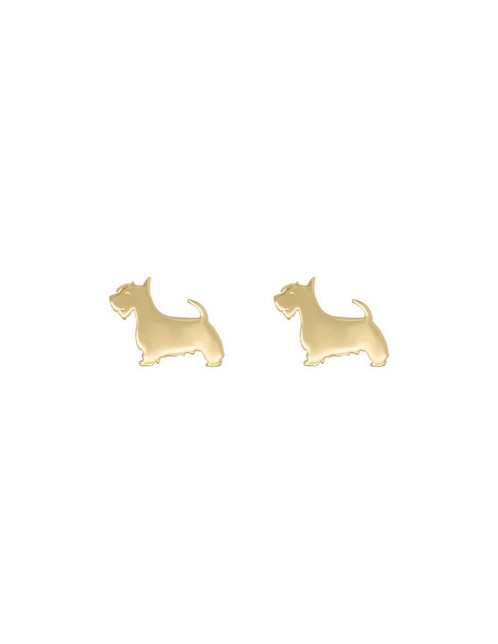 Aretes cortos de perro Fianelli Schnauzer de oro 14 K acabado brillante