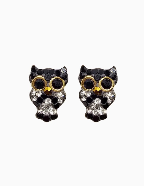 Broqueles de búho Mardia de oro 14 K con acabado pavé zirconia