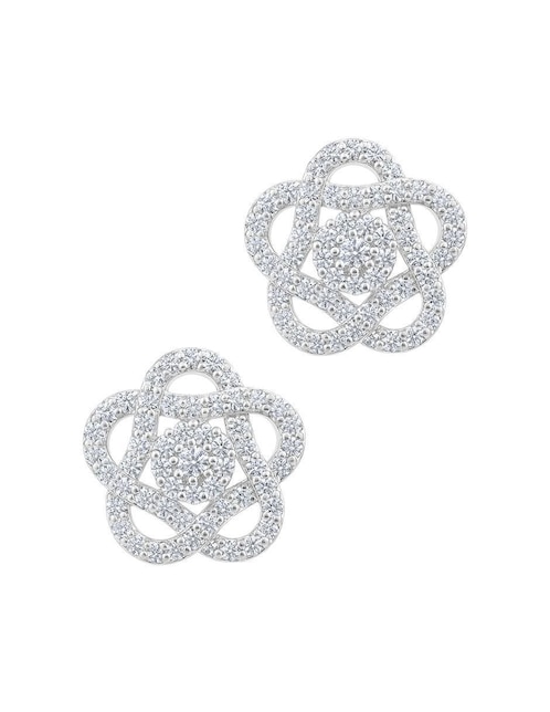 Broqueles de flor de plata P 925 con acabado plateado zirconia 1