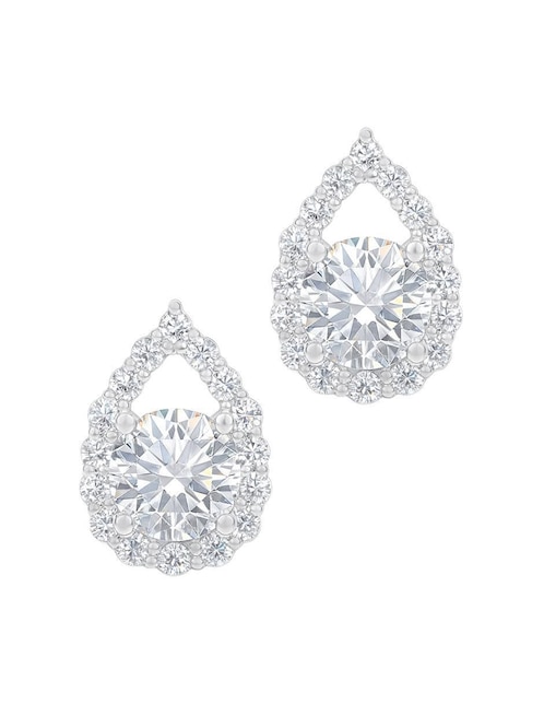 Broqueles de pera Clepsidra de plata P 925 con acabado plateado zirconia