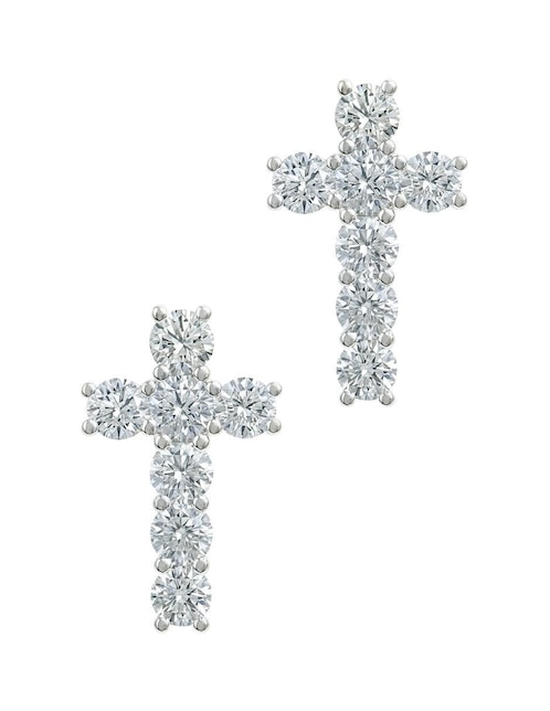 Broqueles de cruz Clepsidra de plata P 925 con acabado plateado zirconia