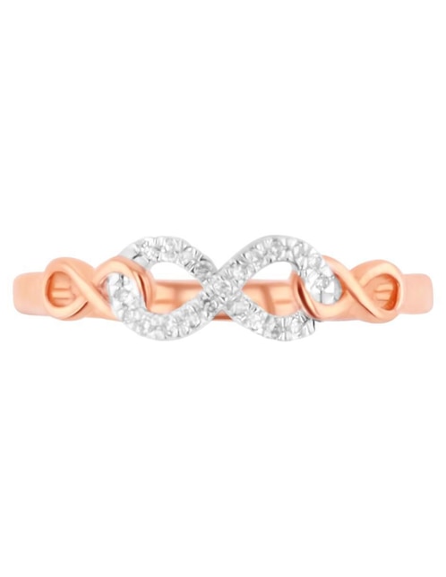Anillo de infinito Joyerías Bizzarro 14 k de oro rosa diamante brillante