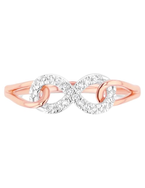 Anillo de infinito Joyerías Bizzarro 14 k de oro rosa diamante brillante