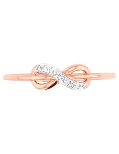 Anillo de infinito Joyerías Bizzarro 14 k de oro rosa diamante brillante