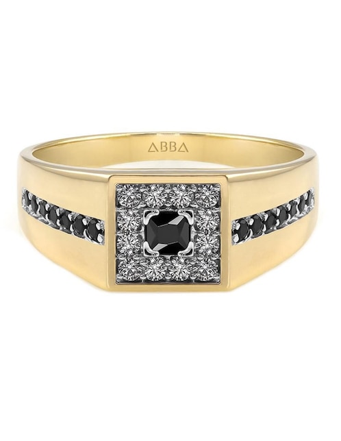 Anillo cuadrado Abba Joyas 10 k de oro zirconia brillante