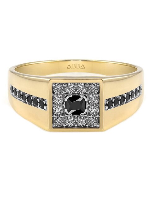 Anillo cuadrado Abba Joyas 10 k de oro zirconia brillante