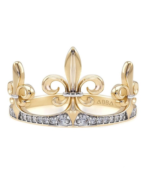 Anillo de corona Abba Joyas 10 k de oro zirconia brillante