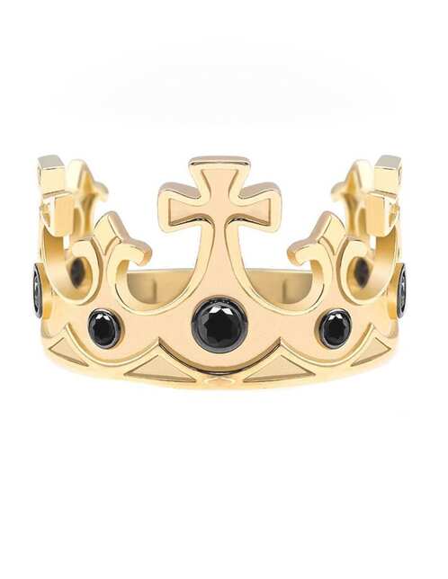 Anillo de corona Abba Joyas 10 k de oro zirconia brillante
