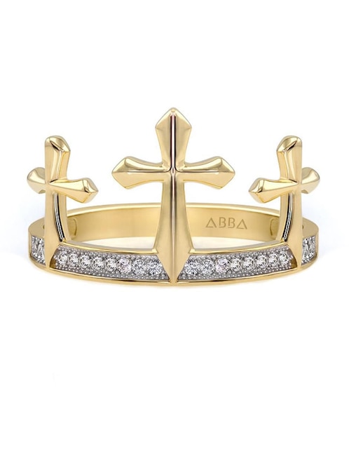Anillo de corona Abba Joyas 10 k de oro zirconia brillante