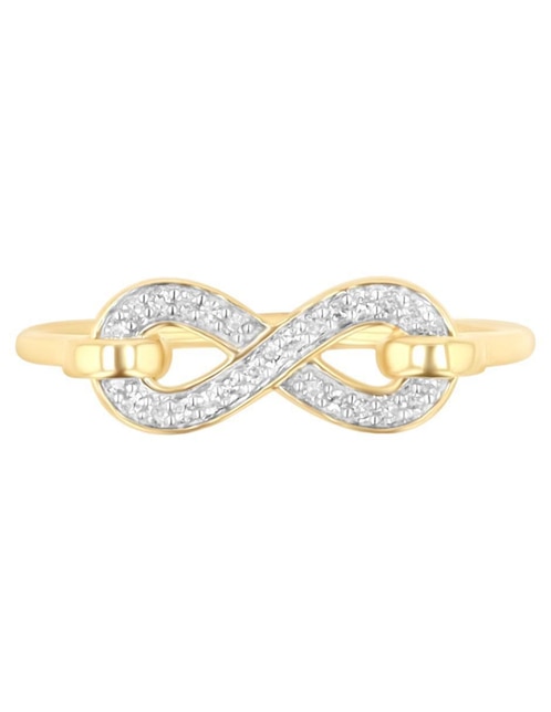 Anillo de infinito Joyerías Bizzarro 14 k de oro amarillo diamante brillante