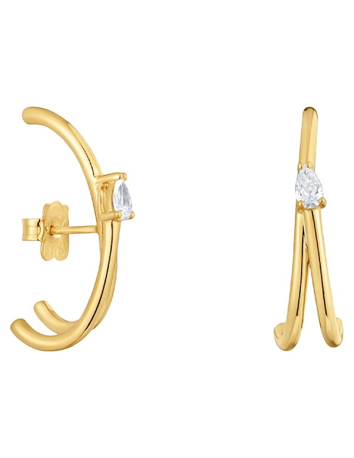 Aros Lio Lgd de plata p 925 con acabado baño de oro diamante