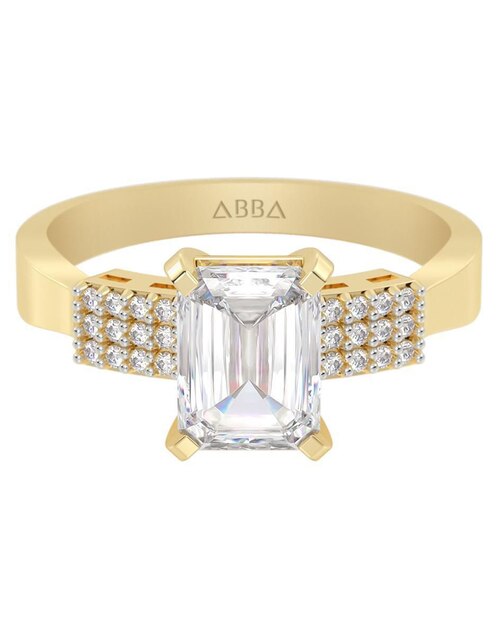 Anillo de compromiso "de" oro 14 k abba joyas sin familia zirconia