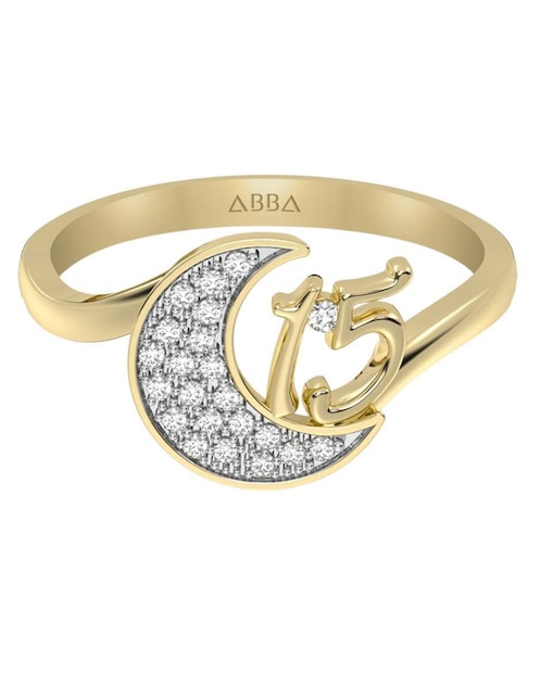 Anillo de luna 14 k de oro zirconia brillante Anillo de luna 14 k de oro zirconia brillante