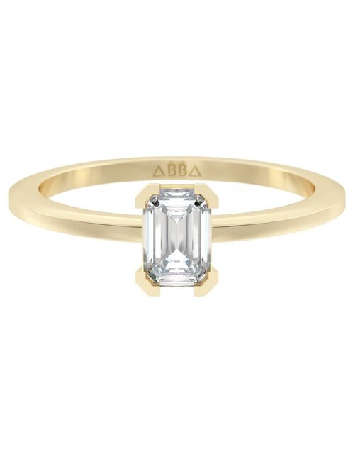 Anillo rectangular 10 k de oro zirconia brillante Anillo rectangular 10 k de oro zirconia brillante