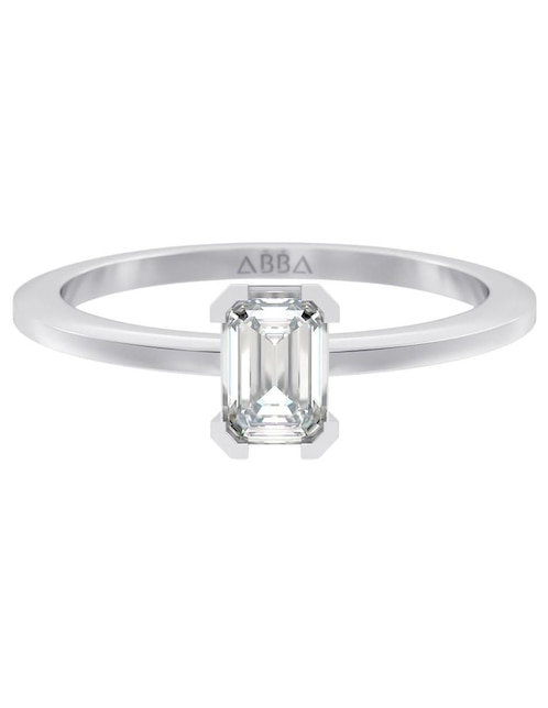 Anillo rectangular 10 k de oro zirconia brillante 1