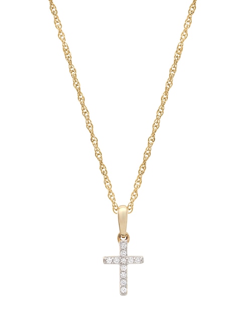 Collar de cruz de oro amarillo 14 K 1