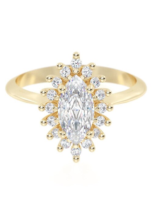 Anillo de compromiso "de" oro 14 k abba joyas sin familia zirconia