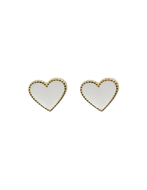 Broqueles de corazón de oro 14 K con acabado texturizado 1